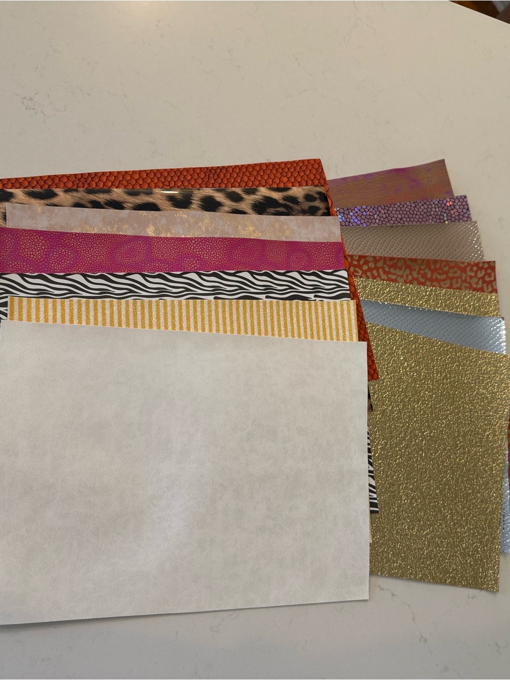 Assorted Patterned Craft Faux Leather Sheets - Metallics, Animal Prints, Stripes